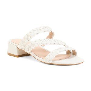 STUART WEITZMAN Leather Tuscan Block Slides